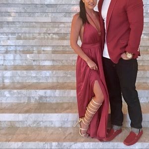 Stunning red silk maxi dress